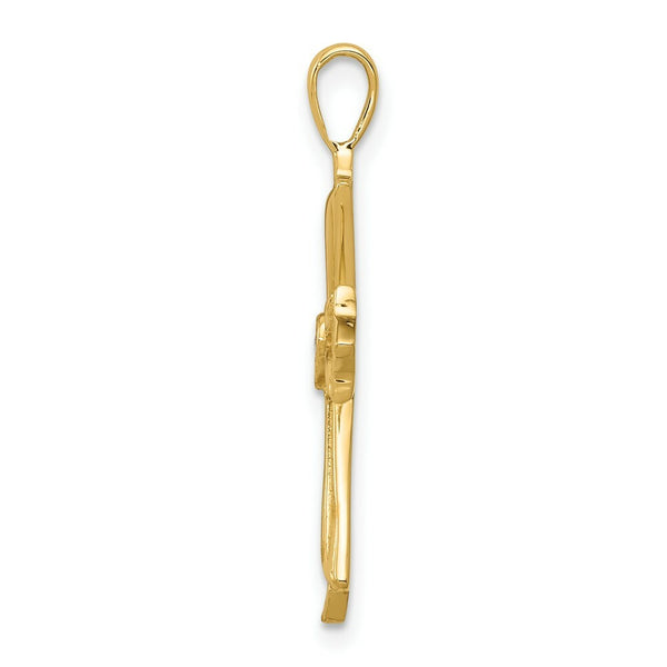 14K Yellow Gold Diamond Accent Cross Pendant