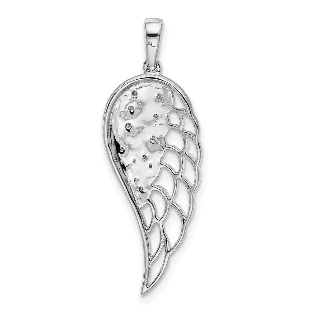 14K White Gold Diamond Open-work Wing Pendant 1/20-Carat