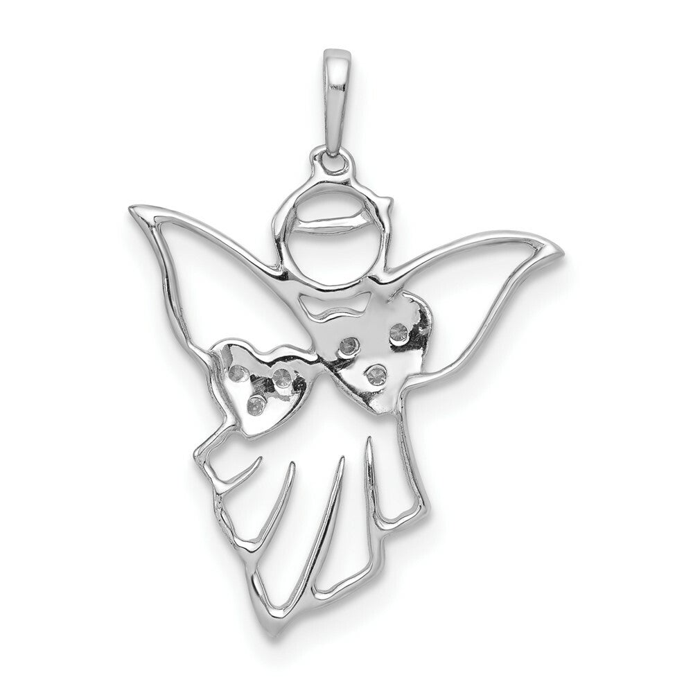 14K White Gold .03-Carat Diamond Accent Angel Pendant