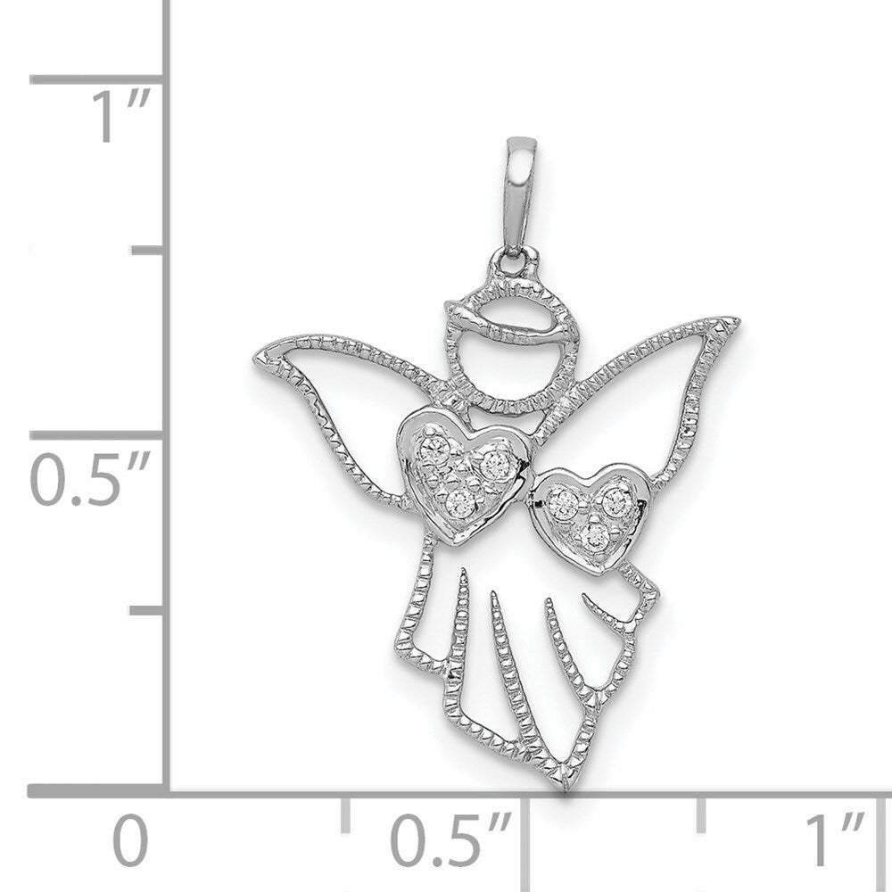 14K White Gold .03-Carat Diamond Accent Angel Pendant