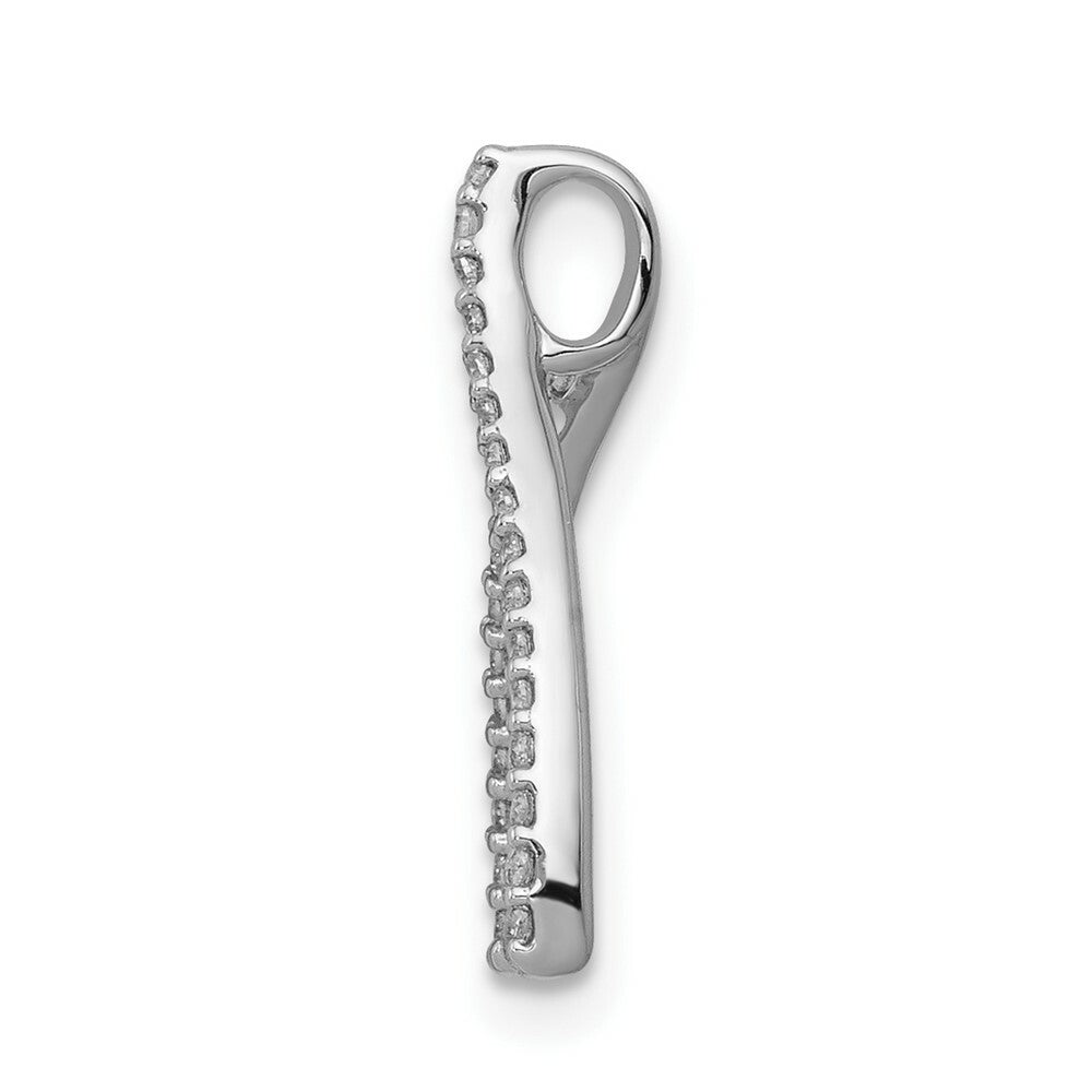 14K White Gold Diamond Wishbone Chain Slide Pendant 1/8-Carat