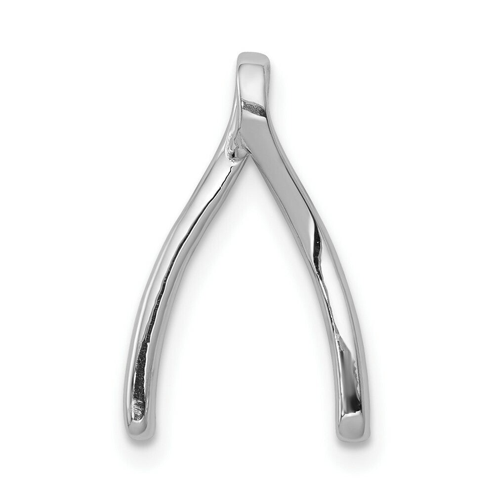 14K White Gold Diamond Wishbone Chain Slide Pendant 1/8-Carat