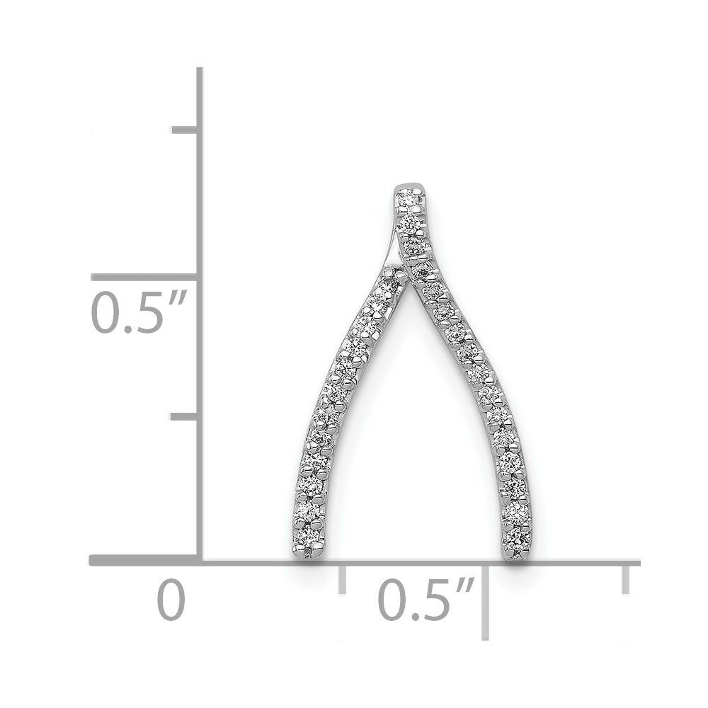 14K White Gold Diamond Wishbone Chain Slide Pendant 1/8-Carat
