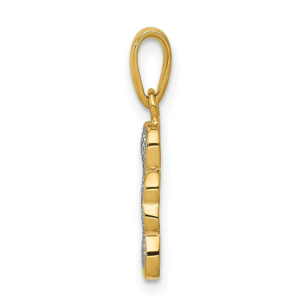 14K Yellow Gold .02-Carat Diamond Accent Heart Clover Pendant