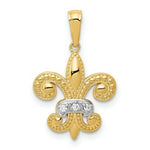 Load image into Gallery viewer, 14K Yellow Gold .03-Carat Diamond Accent Fleur de Lis Pendant
