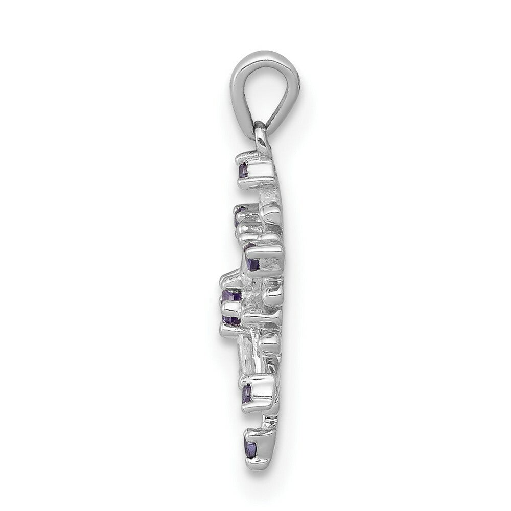 14K White Gold Blue and White Diamond Snowflake Pendant 1/10-Carat