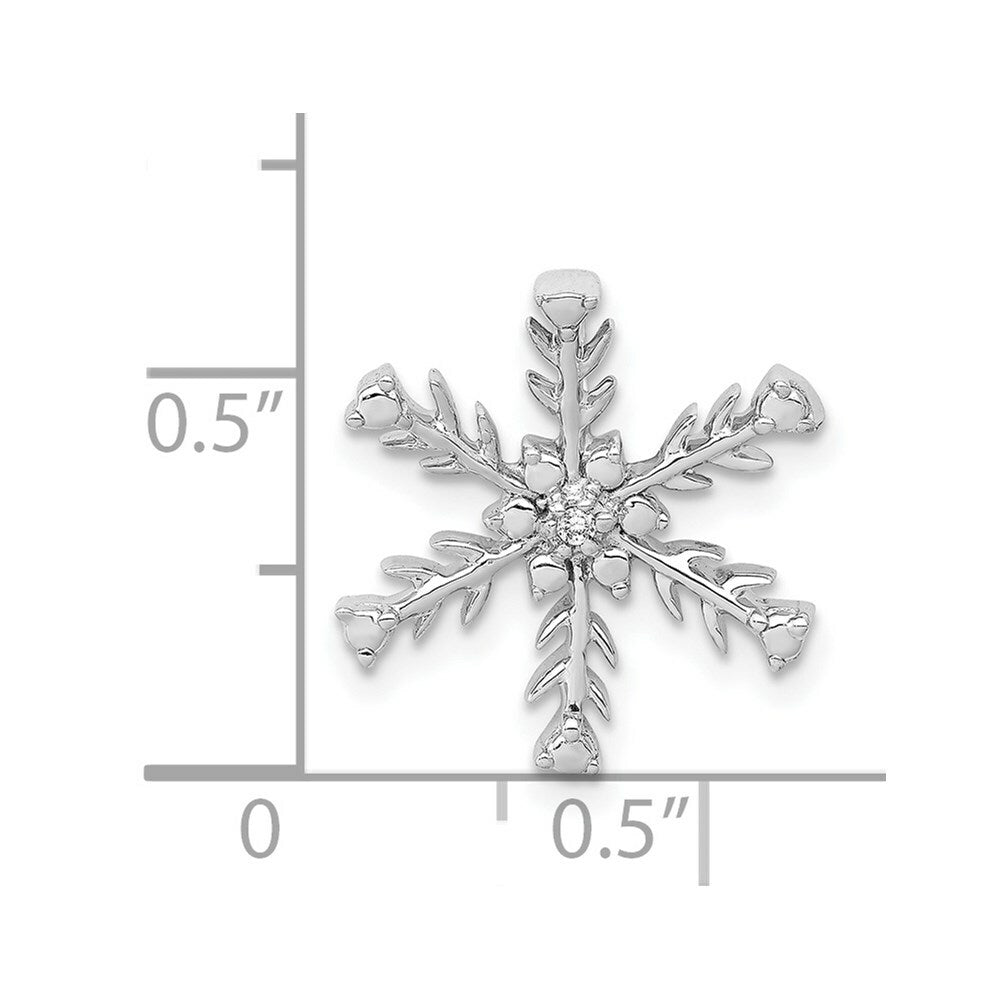 14K White Gold .01-Carat Diamond Accent Snowflake Slide Pendant