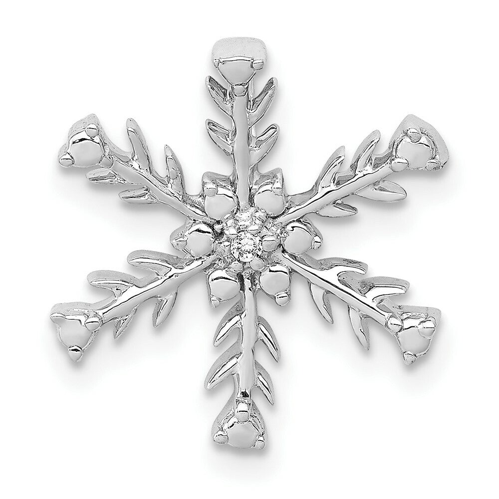 14K White Gold .01-Carat Diamond Accent Snowflake Slide Pendant