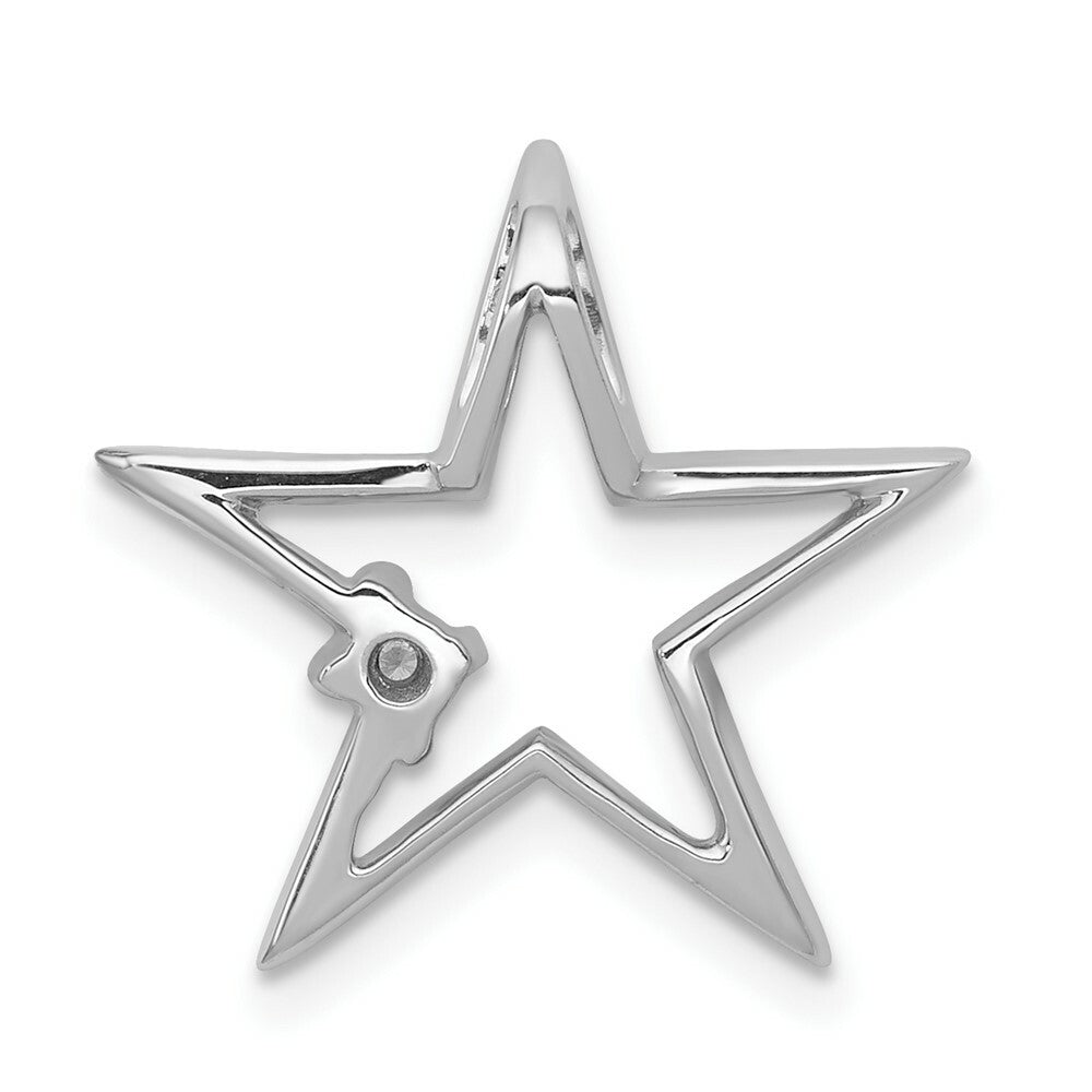 14K White Gold .01-Carat Diamond Accent Open Star Slide Pendant