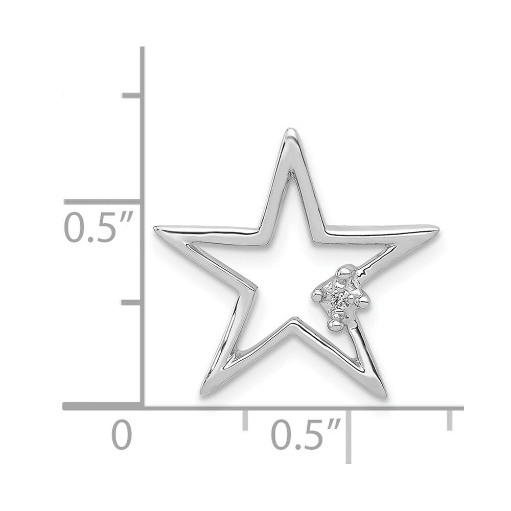 14K White Gold .01-Carat Diamond Accent Open Star Slide Pendant