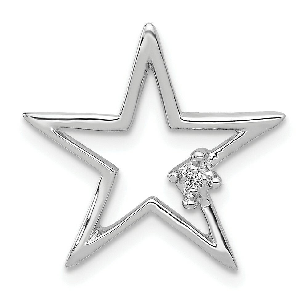 14K White Gold .01-Carat Diamond Accent Open Star Slide Pendant