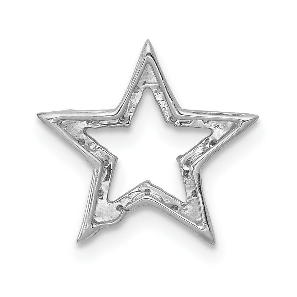 14K White Gold Small Diamond Star Chain Slide Pendant 1/20-Carat