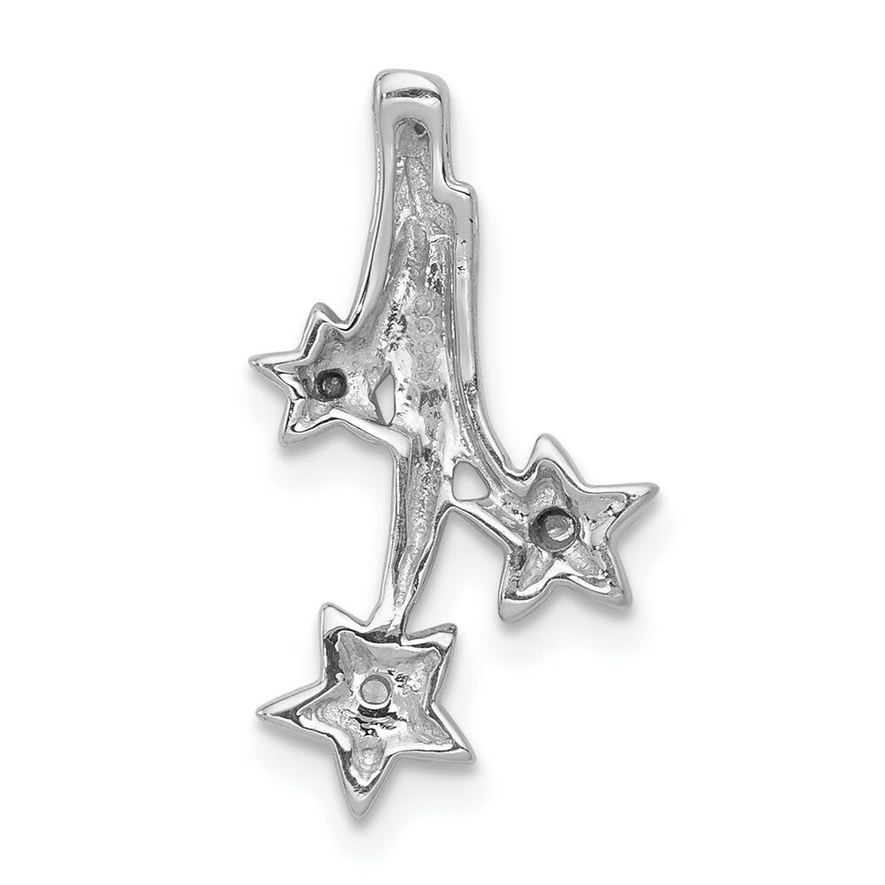 14K White Gold .01-Carat Diamond Accent 3 Shooting Stars Slide Pendant