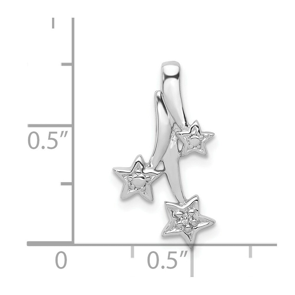 14K White Gold .01-Carat Diamond Accent 3 Shooting Stars Slide Pendant