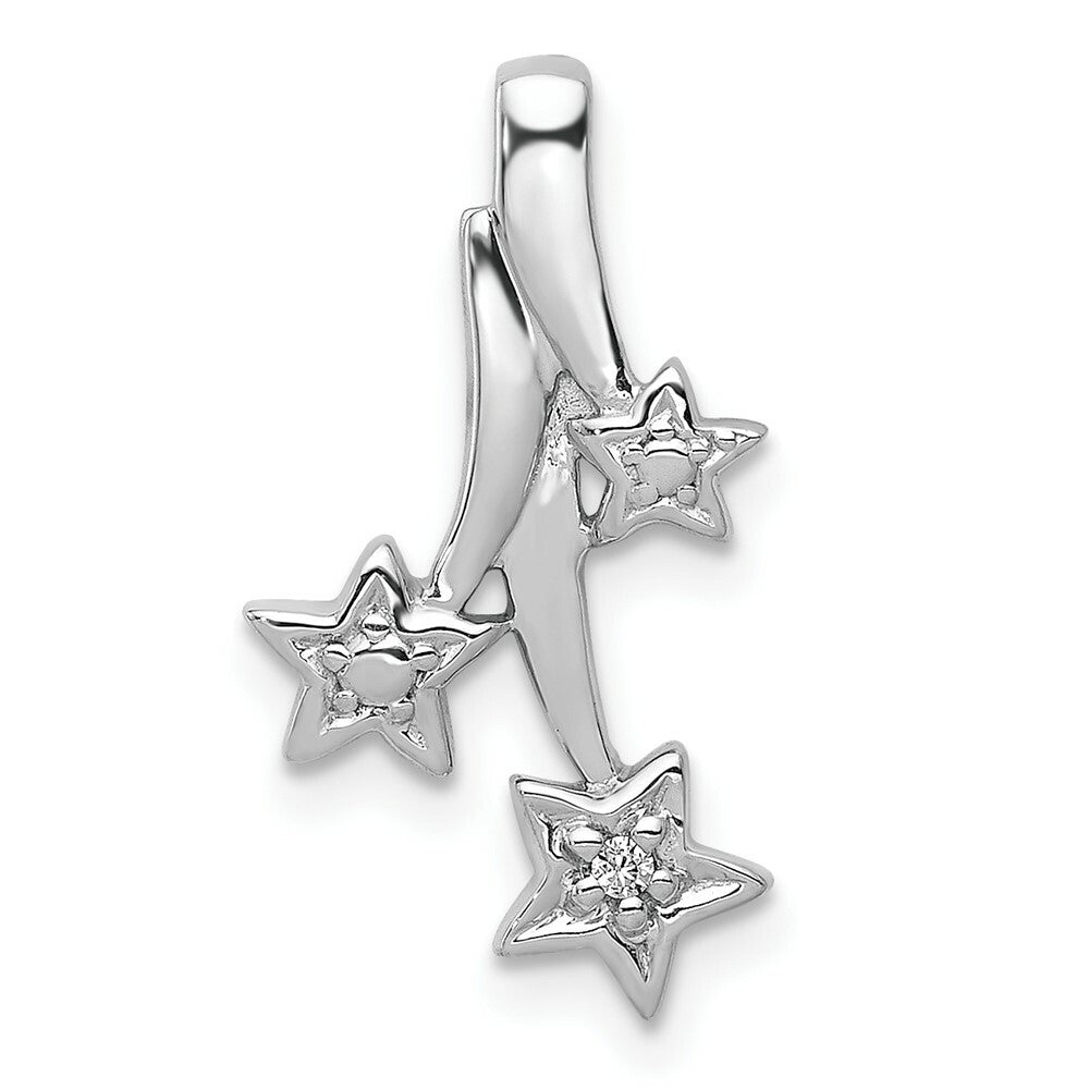 14K White Gold .01-Carat Diamond Accent 3 Shooting Stars Slide Pendant