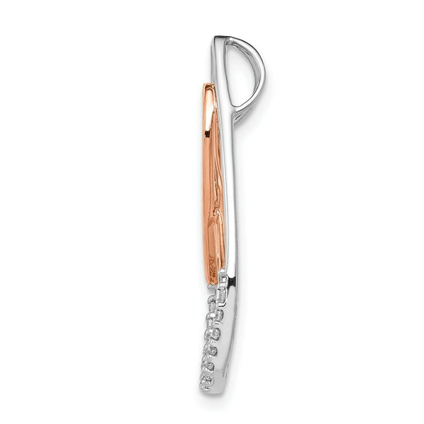 14K Two-tone Gold Diamond Awareness Ribbon in Teardrop Slide 1/10-Carat