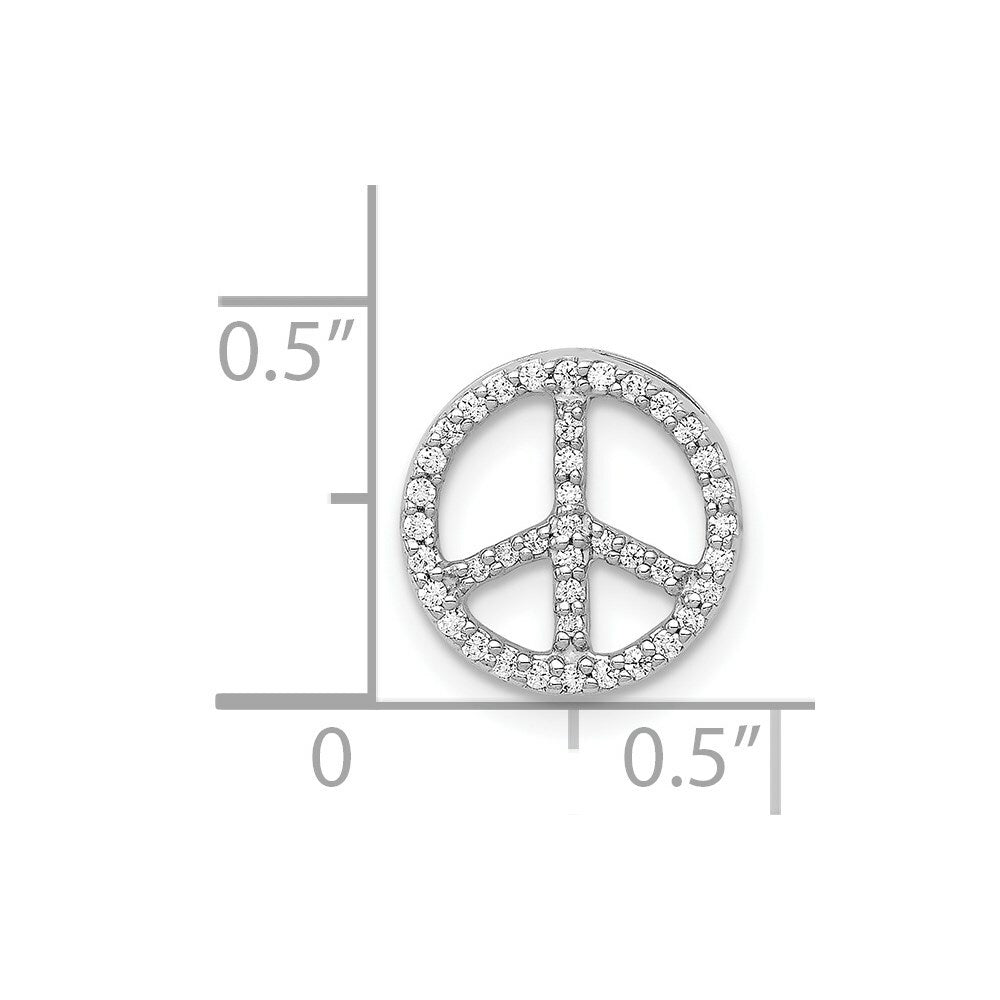14K White Gold Diamond Peace Sign Slide 1/6-Carat