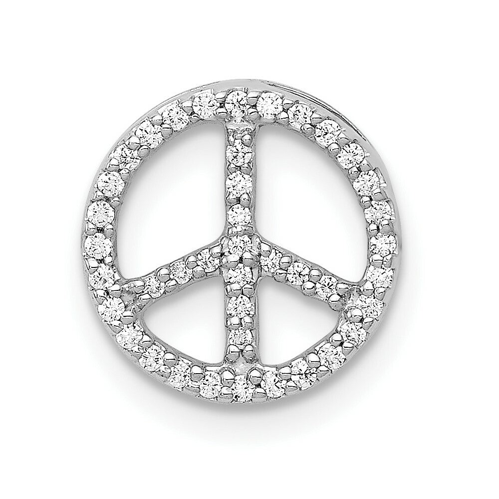 14K White Gold Diamond Peace Sign Slide 1/6-Carat