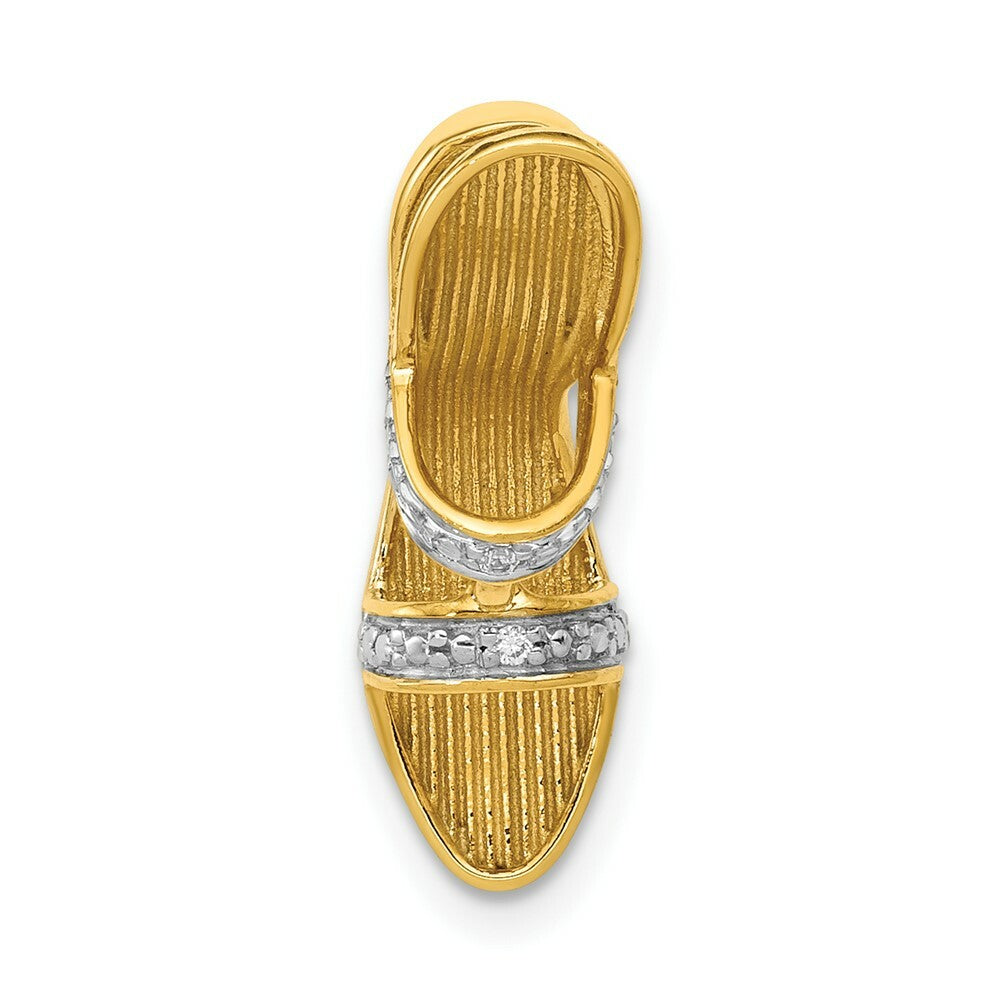 14K Yellow Gold Solid 3-Dimensional .01-Carat Diamond Accent High Heel Charm
