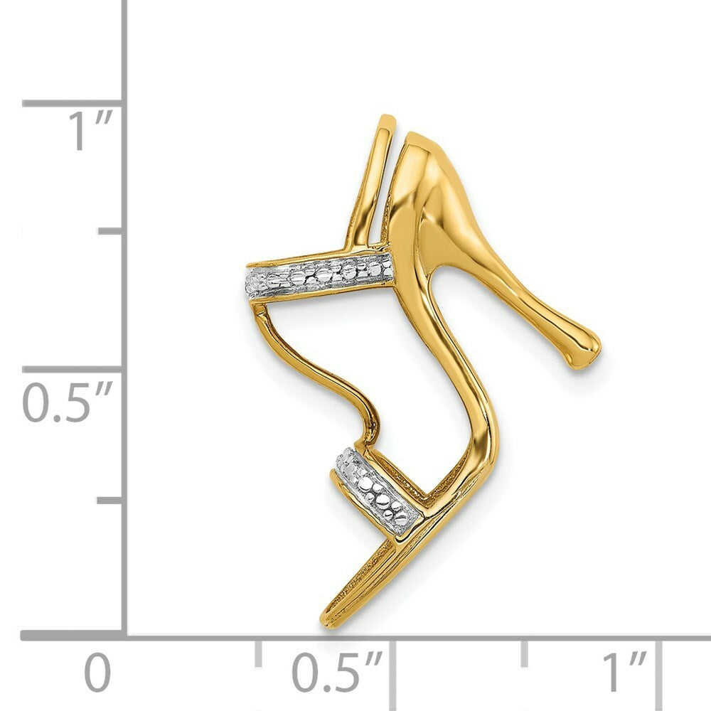 14K Yellow Gold Solid 3-Dimensional .01-Carat Diamond Accent High Heel Charm
