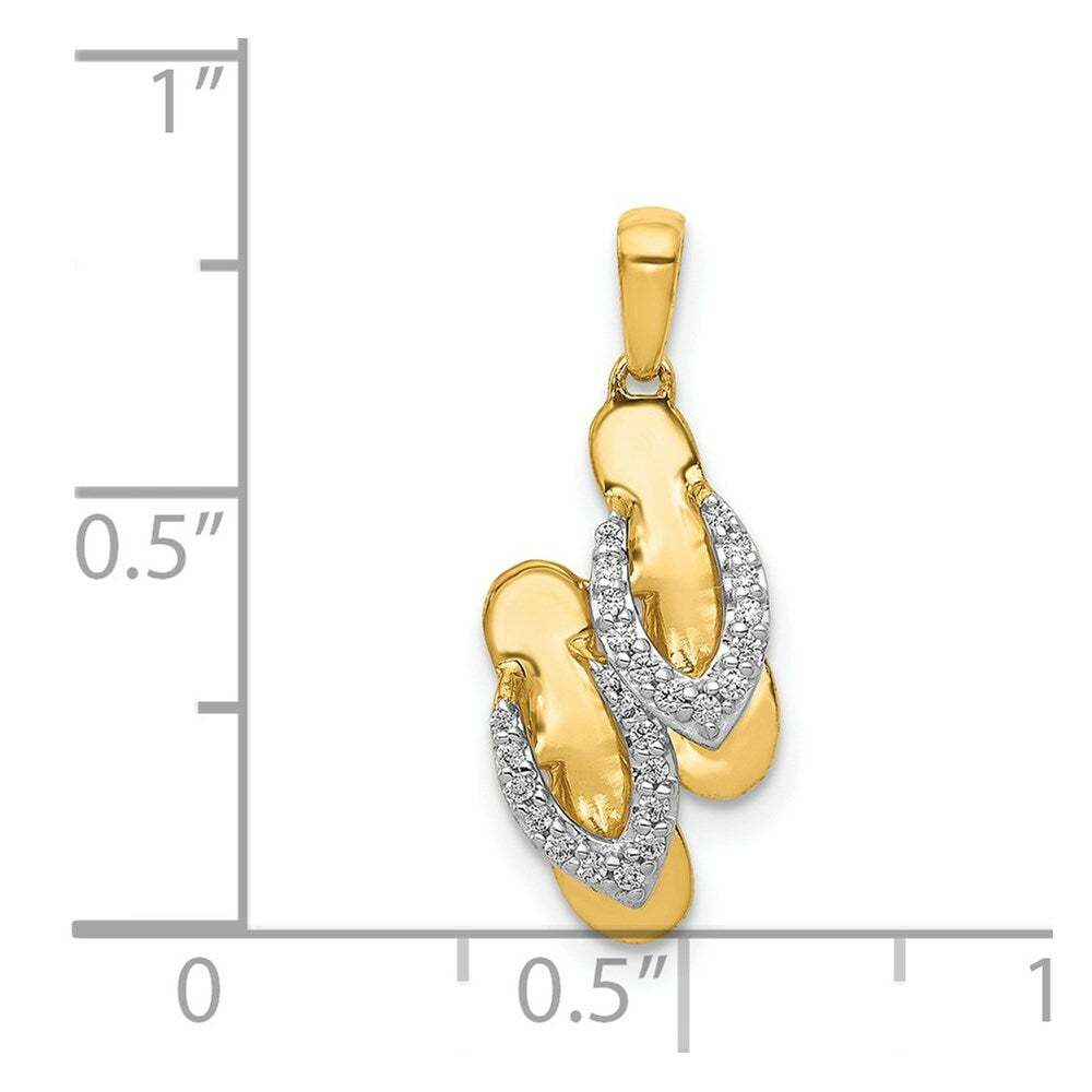 14K Yellow Gold Diamond Flip Flop Charm 1/12-Carat
