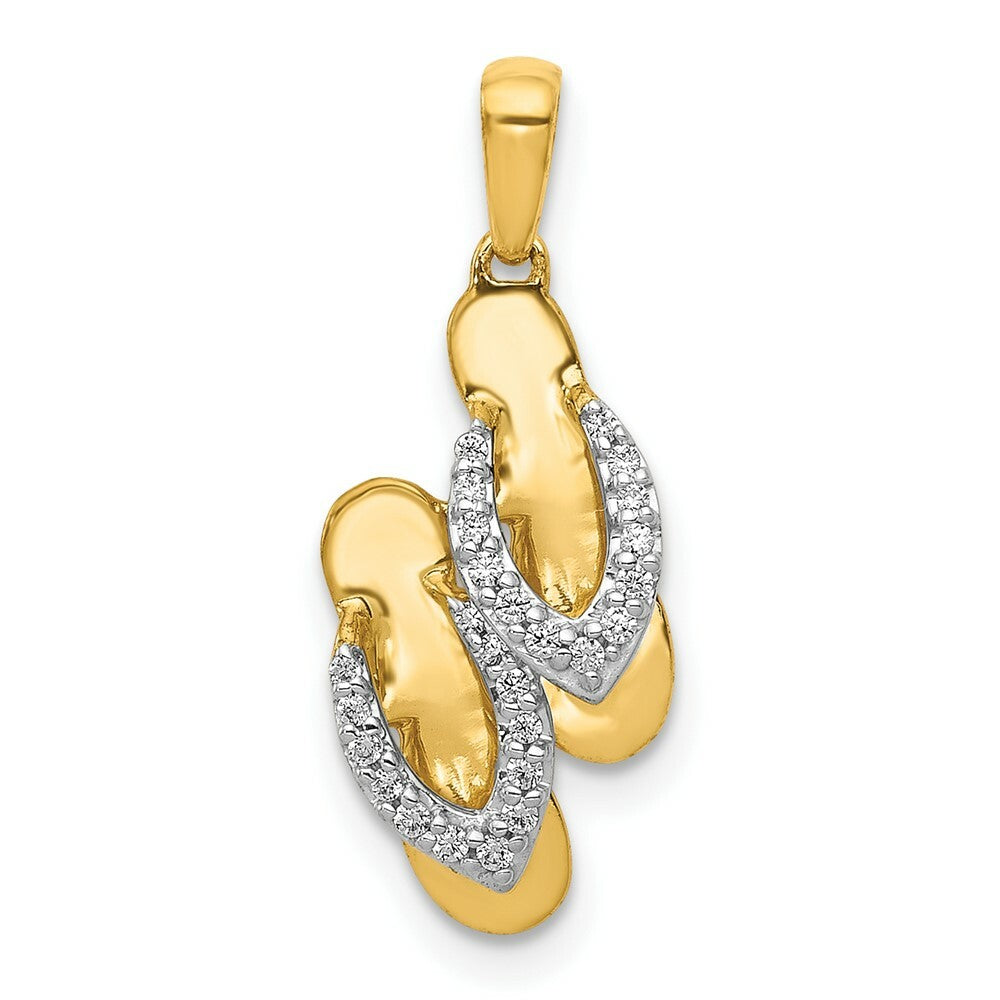 14K Yellow Gold Diamond Flip Flop Charm 1/12-Carat