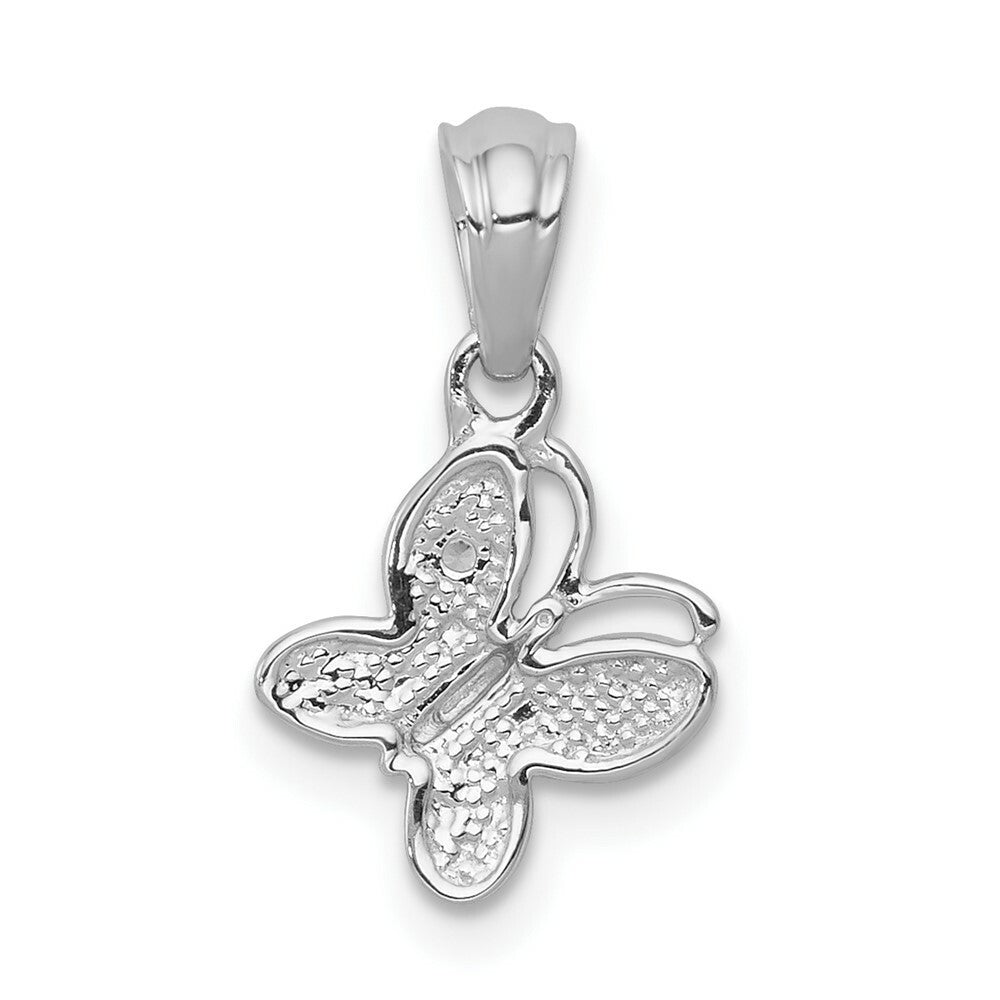 14K White Gold .01-Carat Diamond Accent Butterfly Pendant
