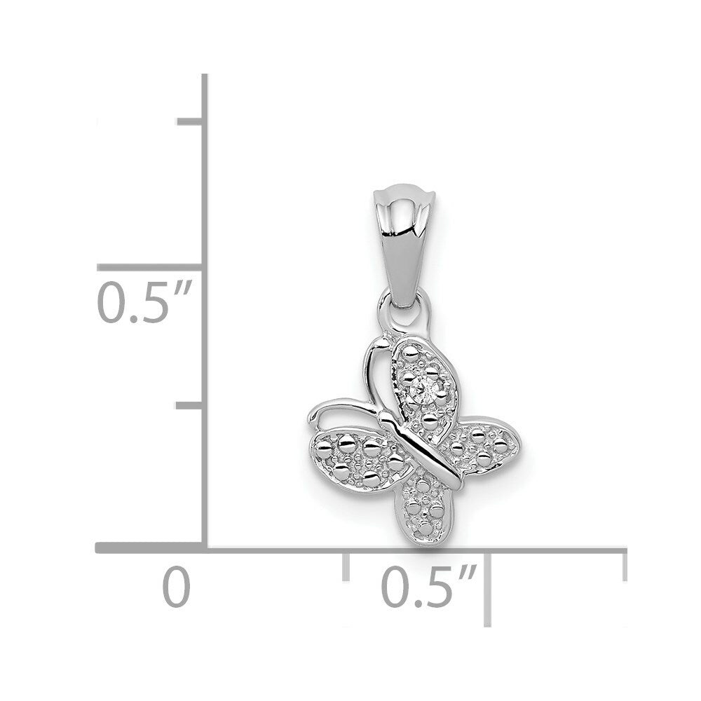 14K White Gold .01-Carat Diamond Accent Butterfly Pendant