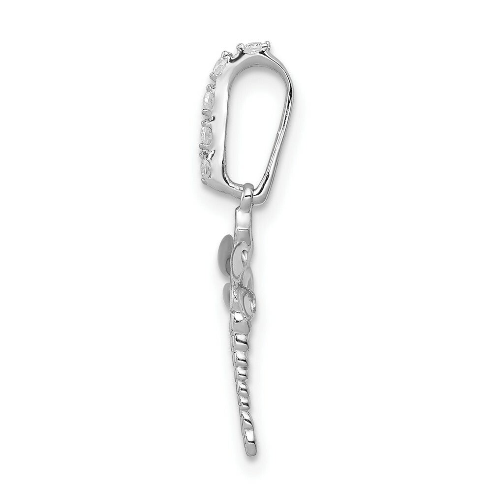 14K White Gold Blue and White Diamond Dragonfly Pendant 1/15-Carat
