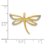 Load image into Gallery viewer, 14K Yellow Gold 2 Diamonds Accent with Rhodium Tipped Wings Dragonfly Chain Slide
