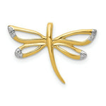 Load image into Gallery viewer, 14K Yellow Gold 2 Diamonds Accent with Rhodium Tipped Wings Dragonfly Chain Slide
