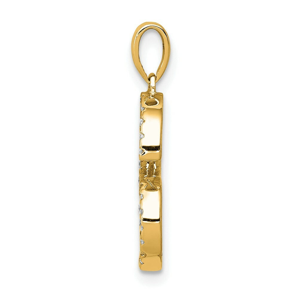 14K Yellow Gold Diamond Letter S Initial Letter Pendant