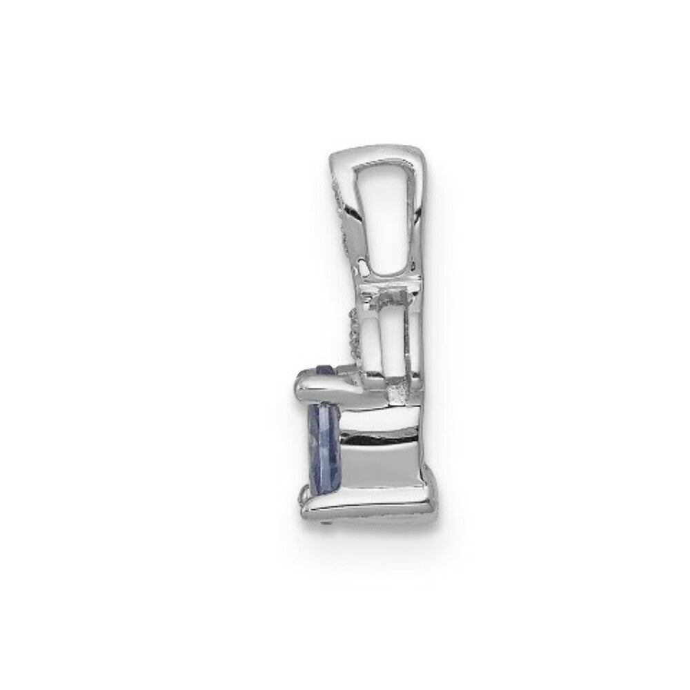 14K White Gold Diamond and Tanzanite Pendant 1/2-Carat