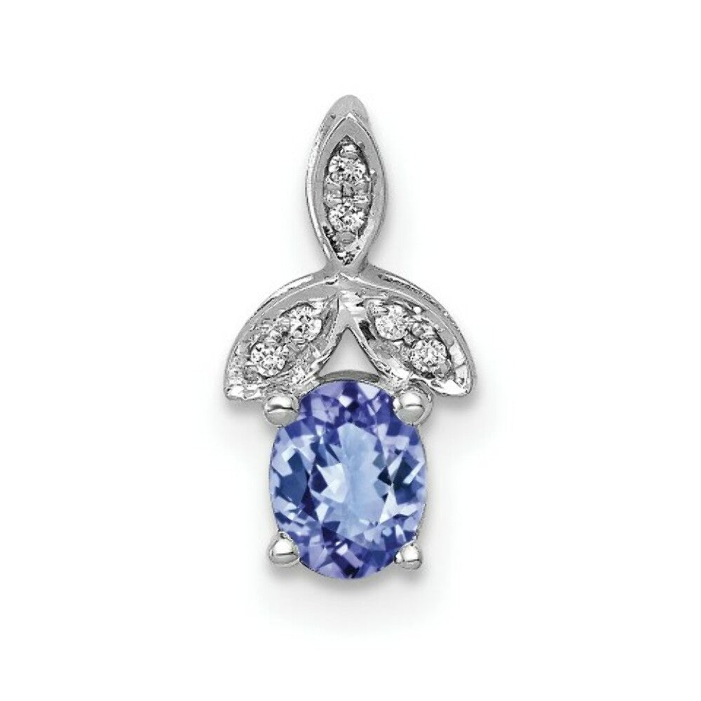 14K White Gold Diamond and Tanzanite Pendant 1/2-Carat