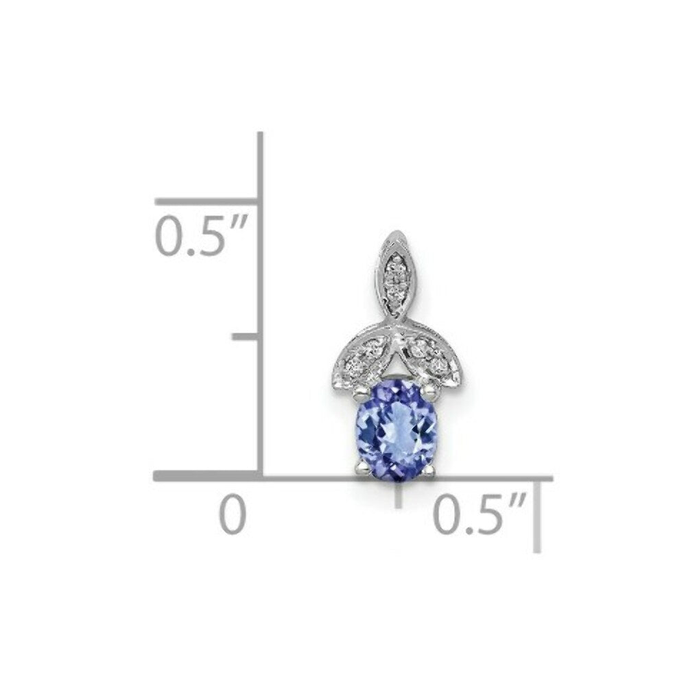 14K White Gold Diamond and Tanzanite Pendant 1/2-Carat