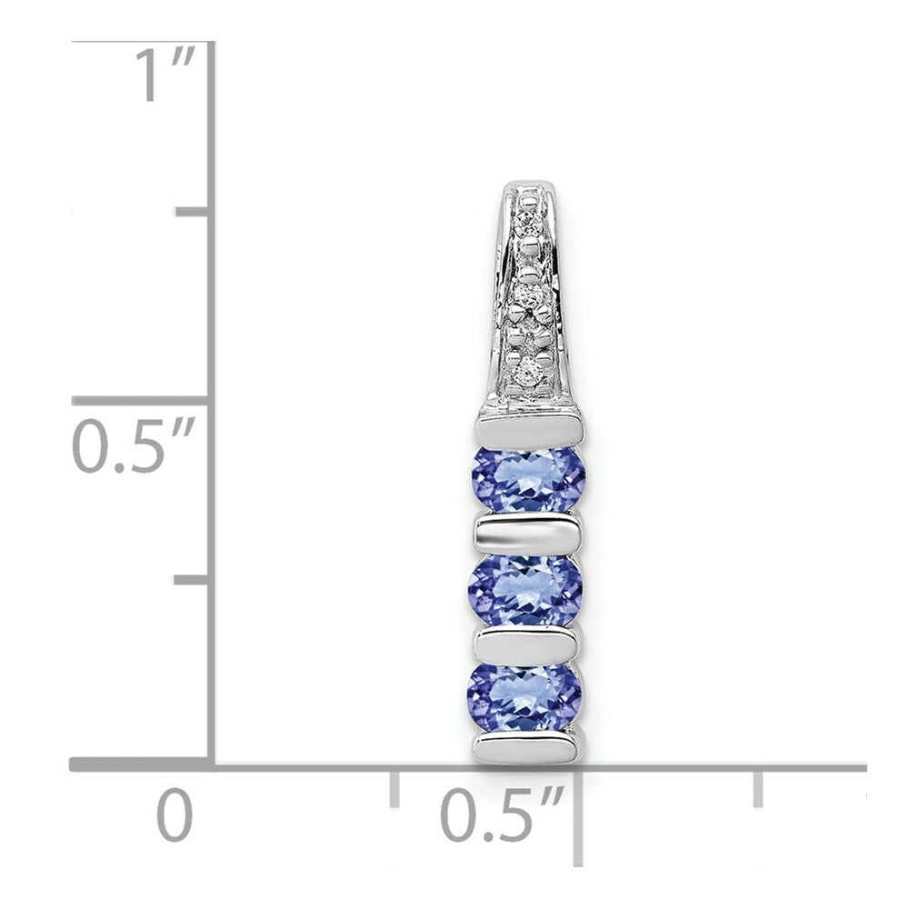14K White Gold Tanzanite and Diamond Chain Slide 1/10-Carat