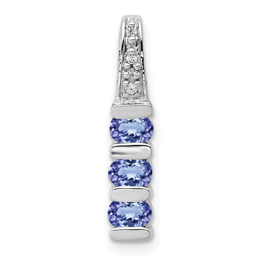 14K White Gold Tanzanite and Diamond Chain Slide 1/10-Carat