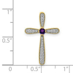 Load image into Gallery viewer, 14K Yellow Gold Diamond and Amethyst Polished Cross Pendant 1/5-Carat
