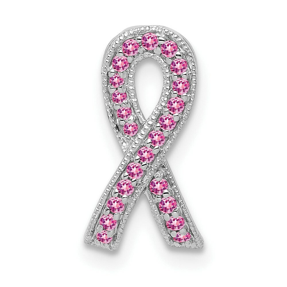 14K White Gold Pink Sapphire Pendant 1/10-Carat