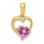 Load image into Gallery viewer, 14K Yellow Gold with Created Pink Sapphire and Diamond Pendant 1/2-Carat
