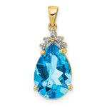 Load image into Gallery viewer, 14K Yellow Gold Pear Blue Topaz &amp; Diamond Pendant

