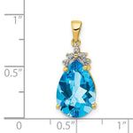 Load image into Gallery viewer, 14K Yellow Gold Pear Blue Topaz &amp; Diamond Pendant
