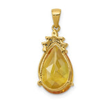 Load image into Gallery viewer, 14K Yellow Gold Pear Citrine &amp; Diamond Pendant
