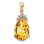 Load image into Gallery viewer, 14K Yellow Gold Pear Citrine &amp; Diamond Pendant
