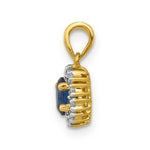 Load image into Gallery viewer, 14K Yellow Gold and Rhodium Diamond and .32 Sapphire Oval Halo Pendant
