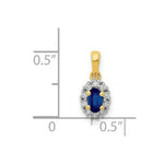 Load image into Gallery viewer, 14K Yellow Gold and Rhodium Diamond and .32 Sapphire Oval Halo Pendant
