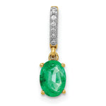 Load image into Gallery viewer, 14K Yellow Gold Diamond and Emerald Pendant 3/4-Carat
