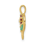 Load image into Gallery viewer, 14K Yellow Gold with Siam Ruby and Emerald and Diamond Pendant 1/4-Carat
