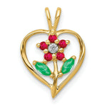 Load image into Gallery viewer, 14K Yellow Gold with Siam Ruby and Emerald and Diamond Pendant 1/4-Carat
