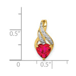 Load image into Gallery viewer, 14K Yellow Gold with Created Ruby and Diamond Polished Heart Pendant 1 1/7-Carats
